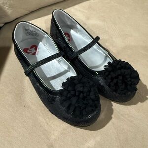 Stride Rite Black Kids Shoes with Floral Accent